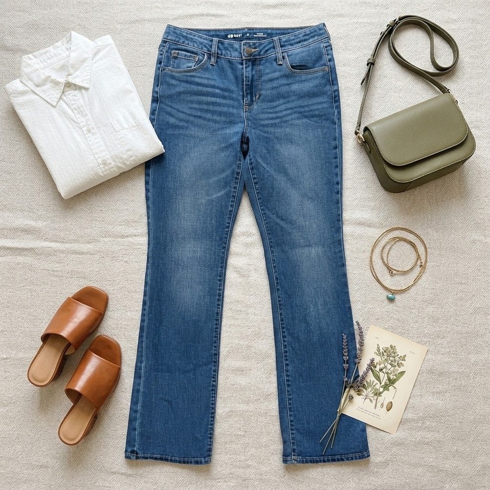 Old Navy Kicker Boot-Cut Jeans Womens 6 Short Mid-Rise Medium Wash Blue Denim